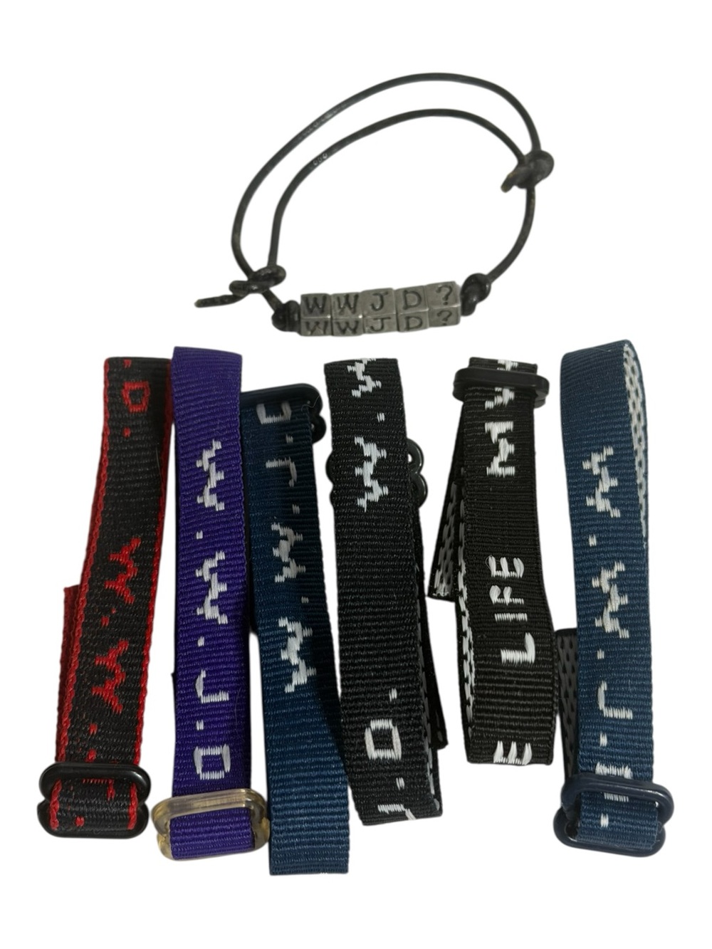 WWJD & Live the Life Bracelets 8 pc Lot Multi Color Inspirational Christian